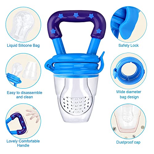Baby Food Feeder 3 Pack Fresh Fruit Silicone Pacifier Teething Toy Reusable Aching Gums Pacifier Blue by Mluchee - Thumbnail 7