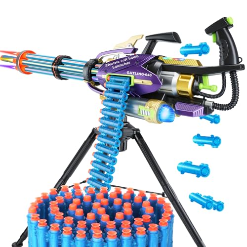 Image of Gatling Toy Gun Soft Bullet Toy Gun for Kids,Gatling Shooting Model Kit for Adults,Automatic Gatling Blasting Toy Foam Blaster with 80 Soft Foam Bullets,Kids' Revolving Toy Gun