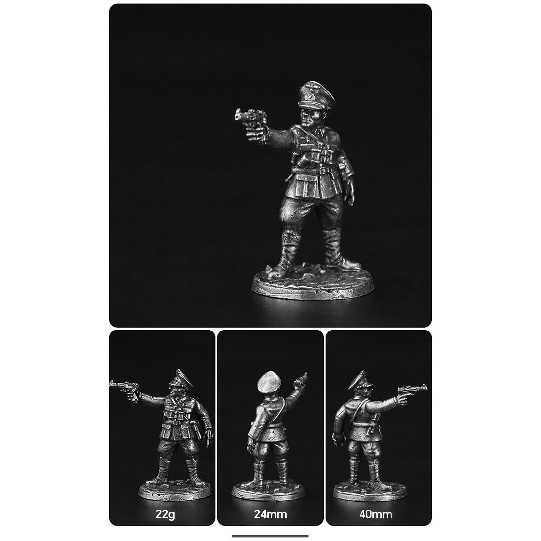 Figura de soldado de metal de la Segunda Guerra Mundial, modelo militar (3 unidades)