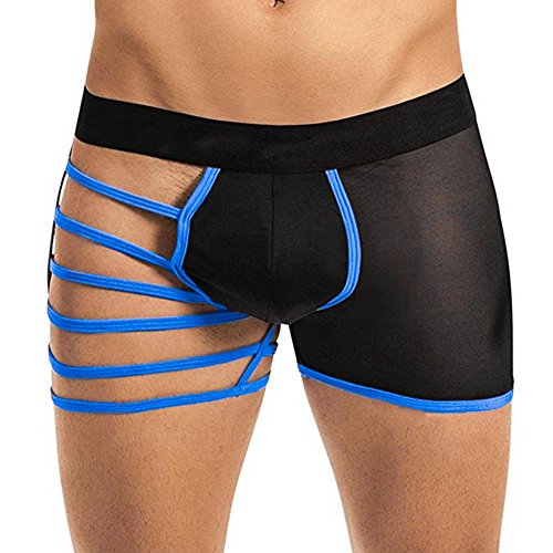 sandbank Men's Sexy Lingerie Bandage Hollowed Mesh Boxer Briefs Underwear Shorts2