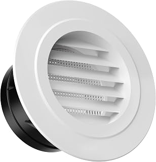Hon&Guan 4 Inch Round Soffit Vent Cover with Built-in Fly Screen - Exhaust Air Vent for Bathroom Kitchen Home, White ABS