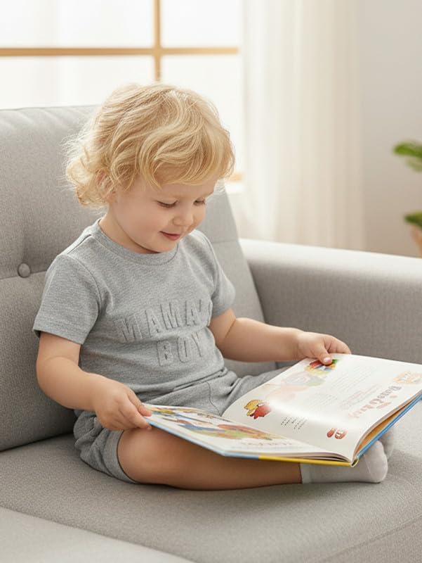 Toddler Baby Boy Summer Clothes Letter T Shirt Elastic Waist Shorts with Pockets 2Pcs Casual Outfit