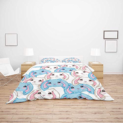 Linge de lit King Size sans repassage ultra doux motif lapin pour lit 3 pcs - 3