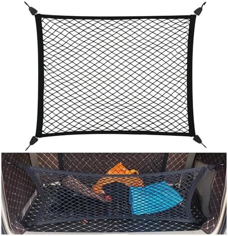 Filet De Rangement Toit Voiture 90x65cm - 3 Poches Zippées, Sangles Réglables, Pour SUV, Berline