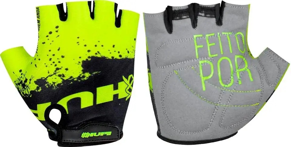 Luva Ciclismo Hupi Eco Dedo Curto Splash Amarelo/preto