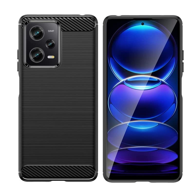 Image of NPRC Hybrid Ultra Slim Protective Case TPU Non-Slip Carbon Fiber Texture Shockproof Case Cover for Redmi Note 12 Pro Plus - Black