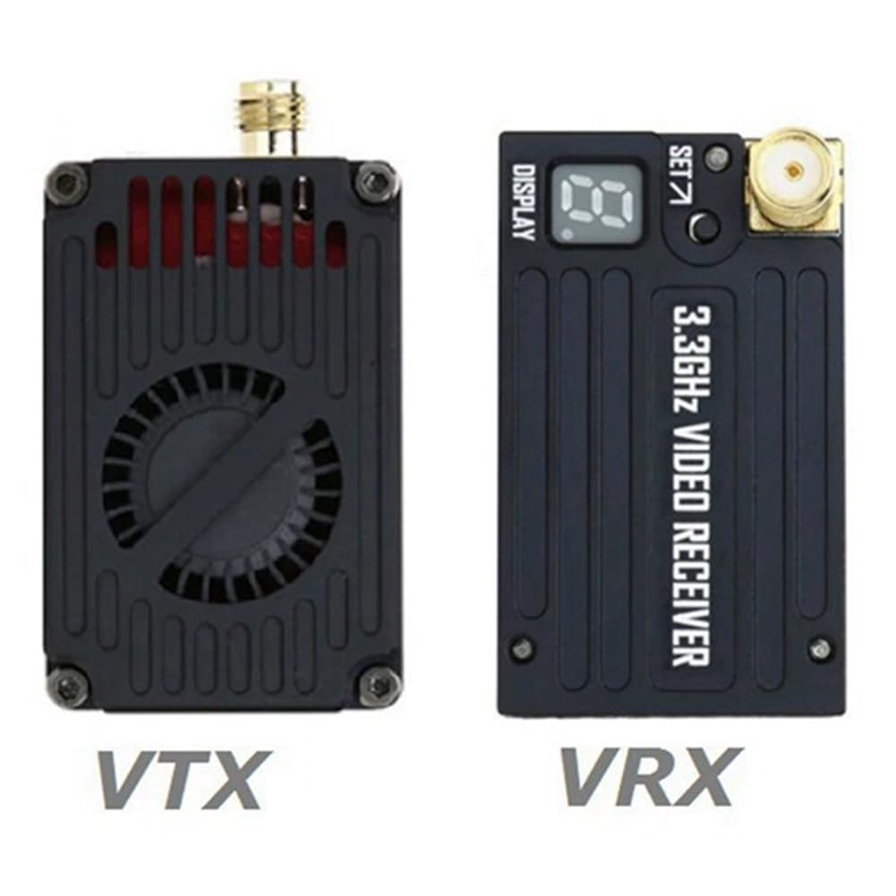 Transmisor VTX de 3,3 G y 4 W y Receptor VRX. Transmisión de Video para Carreras de Drones y Gafas FPV. Alcance y Claridad Mejorados.