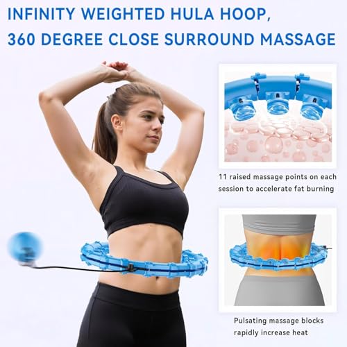Image of Weighted Hula Circle Hoops for Adults Weight Loss, Infinity Fitness Hoop with Sweet Belt and Measuring Tape Plus Size 52 Inch, 24 Detachable Links, Exercise Hoop for Women,Girls (Design-1)