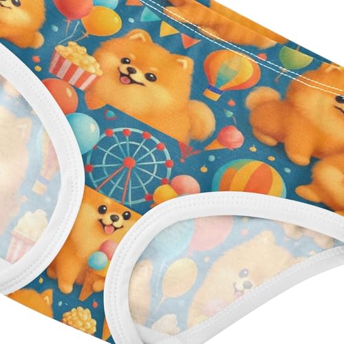 Joisal Cute Pomeranian Dogs Party Panties Little Girl Girls Underwear Toddlers Cotton Bright Kids Briefs Undies 2t4