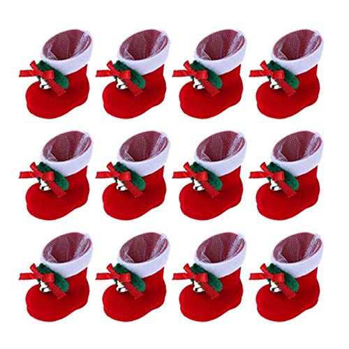 CHBOP Paquet de 12 Bottes de Noël Bonbons Décorations de Noël Cadeaux pour Enfants Ornements d'arbre de Noël Bas de Noël pour Enfants Cover