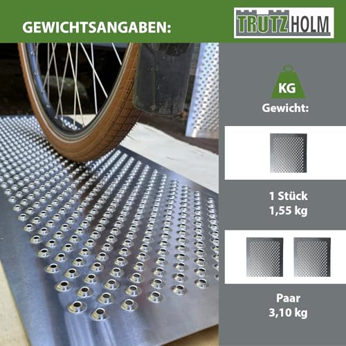 TRUTZHOLM Paar Lochblech Aluminium gebördelt 1000x400mm oder 1000x200mm (100 x 40 cm) (100 x 20 cm) 1,5 mm Stärke Trittsicherung Auffahrblech Schutzgitter (40 x 100 cm)