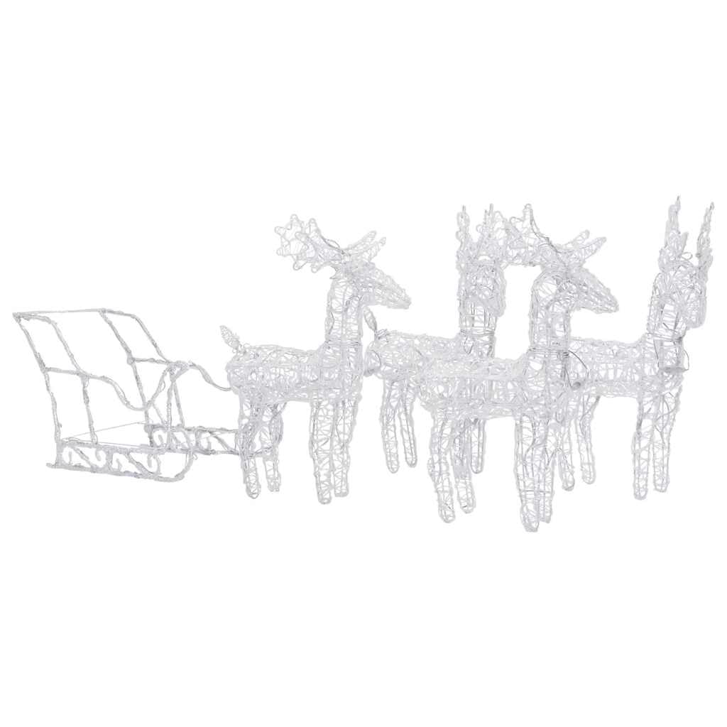 Decorazione natalizia con 4 renne e slitta LED, blu, 280x28x55 cm