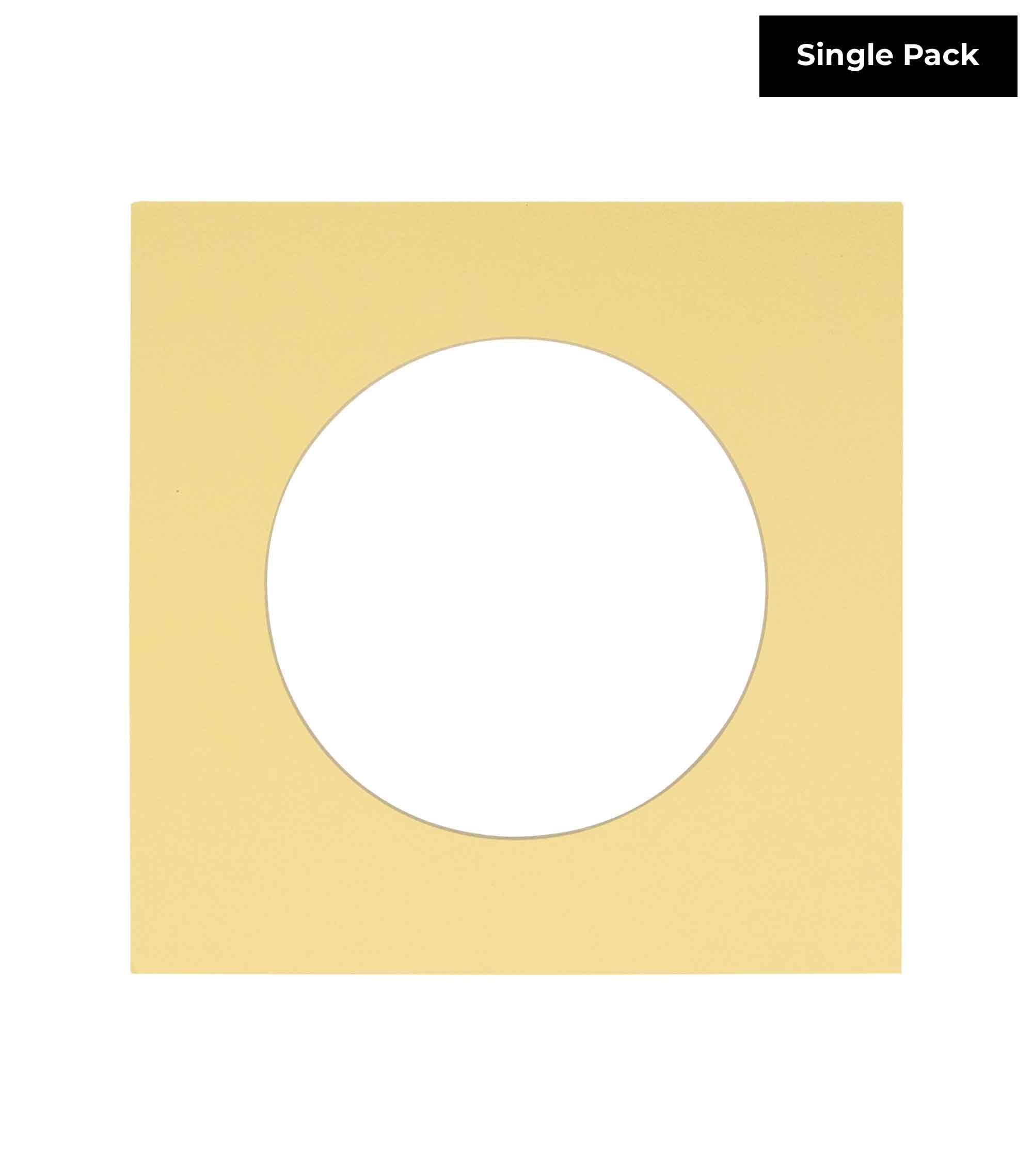 CountryArtHouse Soft Yellow Acid Free 18x18 Circle Picture Frame Mat with White Core Bevel Cut for 14x14 Pictures - Fits 18x18 Frame - Pack of 1 Matboard Show Kit with Acid Free Backing & Clear Bag