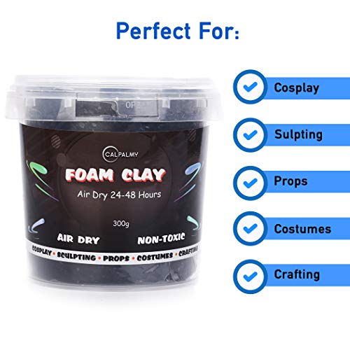 Image of Moldable Cosplay Foam Clay (Black) - High Density and Hiqh Quality for Intricate Designs | Air Dries to Perfection for Cutting with a Knife or Rotary Tool, Sanding or Shaping