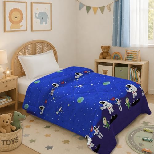 Image of MORADO Glace Cotton AC Comforter /Blanket /Quilt for Single Bed | Soft & Breathable Lightweight AC Quilt | Reversible All Season Bedding Comforter |Size 60x90 Inches,Space & Multi,Single