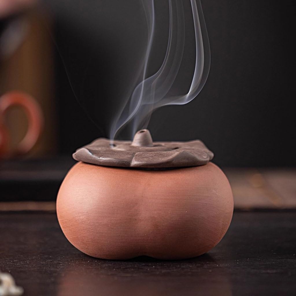 Quemador de incienso de cascada, creativo quemador de incienso de arcilla morada, mesa de té, torre de incienso, adornos de caqui, quemador de incienso de reflujo