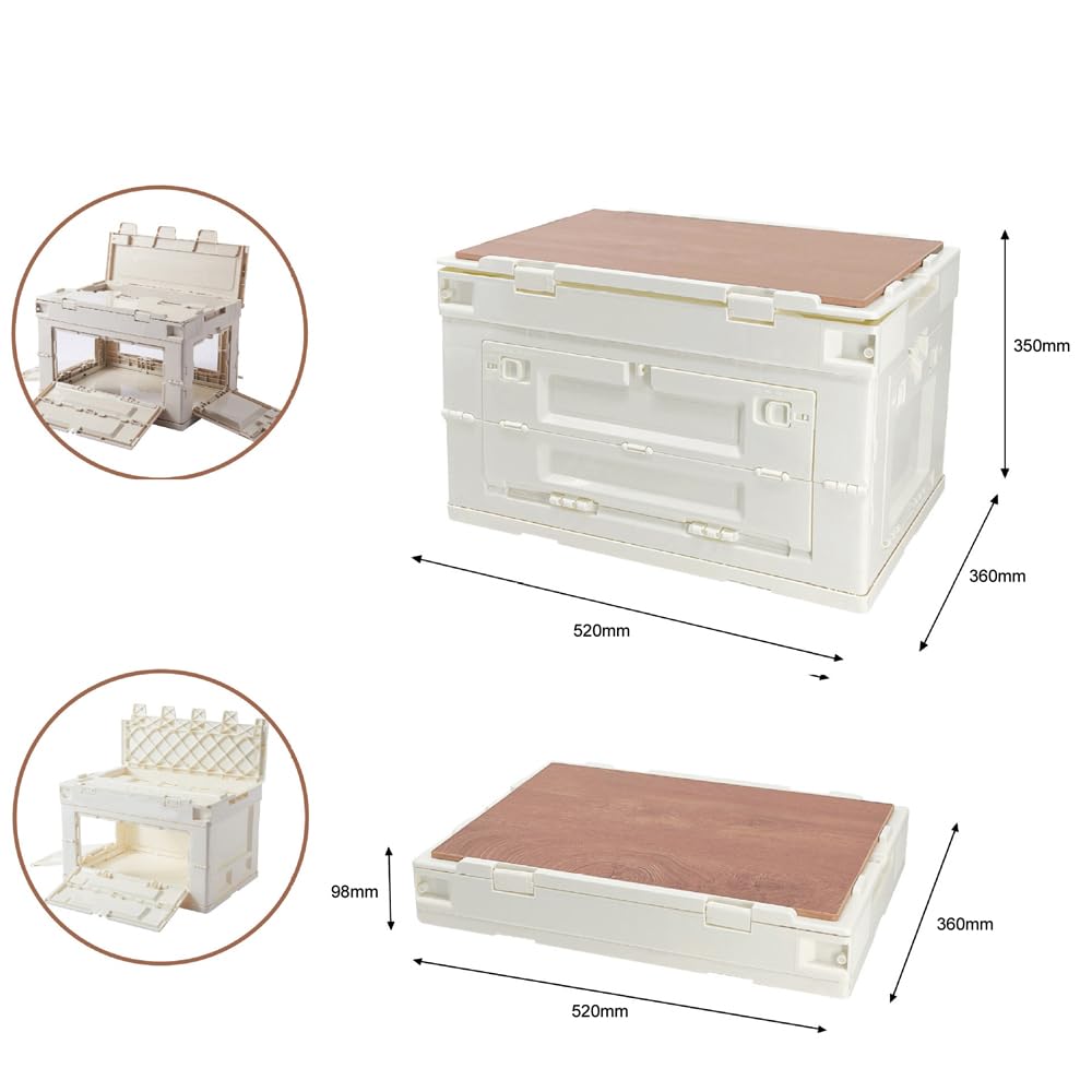 Caja de almacenamiento plegable de 60 litros con tapa de, color negro (Negra)