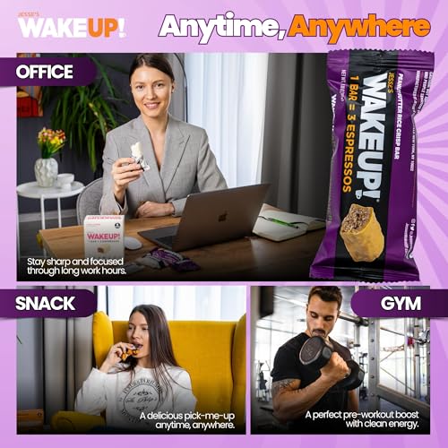 Image of WAKE UP! Peanut Butter Caffeinated Bars, 3 Espressos, 4 Pack (24 Bars)