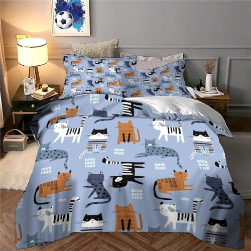 Parure couette chat 3D hypoallergénique ultra douce zippée