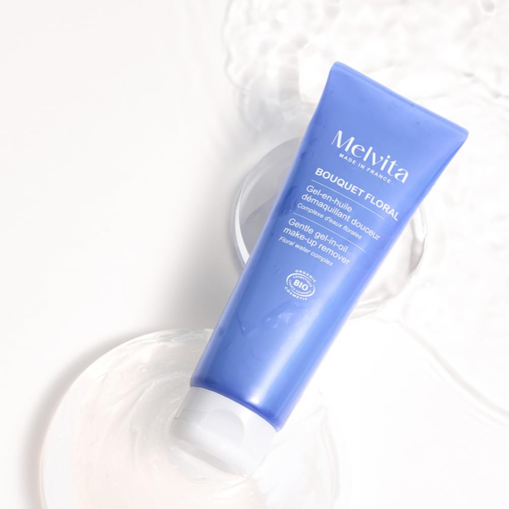 Melvita - Gel en Huile Démaquillant - Bouquet Floral - Élimine Impuretés et Maquillage, Thé Vert - Soin Doux pour Peaux Sensibles - 125 ml