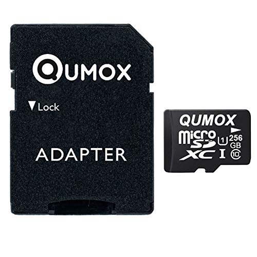 QUMOX Carte Micro SD 256 Go Classe 10 UHS-I – Stockage Haute Performance Pour Smartphone, Drone, Caméra