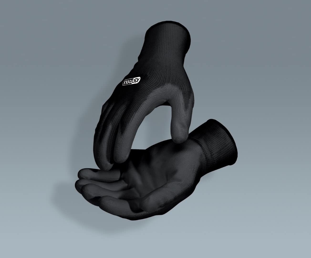 KS Tools Gants Microfibre Taille L - Lot De 12 Paires - Noir - Protection Et Confort