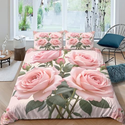 Parure de lit microfibre résistante 140x200cm avec housse de couette fleurs 3D