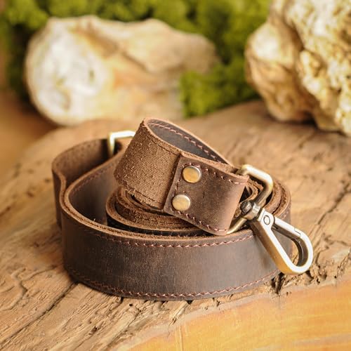 Genuine Leather Purse Strap with Swivel Clasps for Purse Handbags Laptop Cases, Large, Brown3