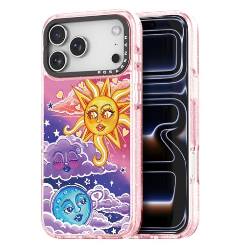 Coque mignonne pour iPhone Pro rose pailleté idéale de jour comme de nuit