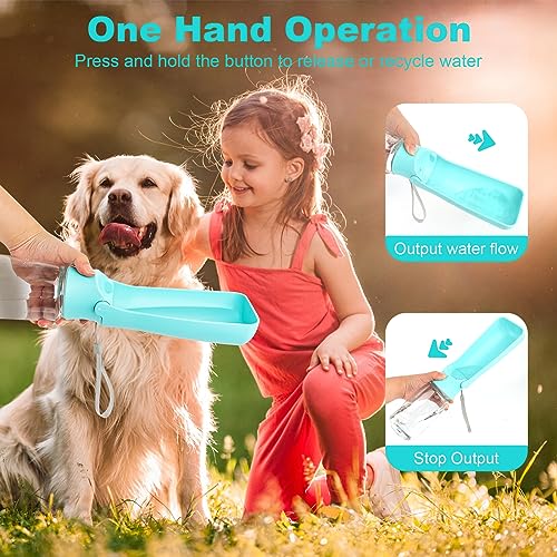 VFANDV Tragbare Haustier Trinkflasche, Trinkflasche Hunde, Hundewasserflasche, 180°Faltbare Hund Katze Haustiere Auslaufsicher Wasserflasche für Täglich Spazieren Gehen Reisen Campen (550ML)