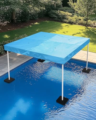 Floating Pool Umbrella - Heavy Duty 6’× 6’× 4' Polyester Oxford Canopy with 4PCS Canopy Floats and Top Rain Holes - Perfect Sun Protection for Beach, Lake and Home Swimming Pool