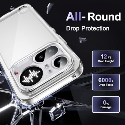 Image of Case for Nothing Phone 4a Pro, Military Grade Drop Protection Phone Case, Yellowing Resistant, Anti-Scratch Hard PC Back, Shockproof Hard Ultra-Thin Protective Cover, Clear