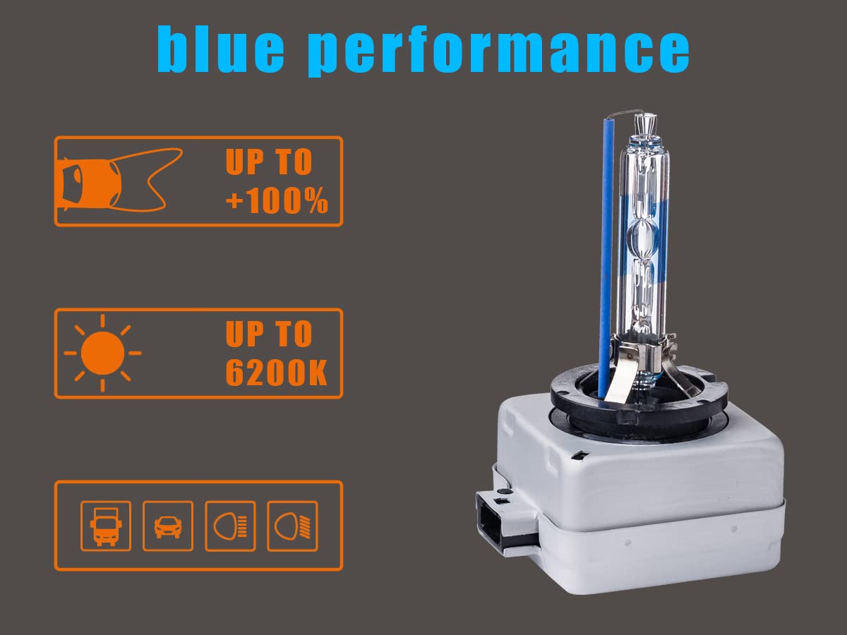 D1S Xenon Brenner Blue Performance 6200K - Scheinwerferlampe D1S Xenon Lampe Auto HID - Brenner Ersatzbirne 2 Stücke
