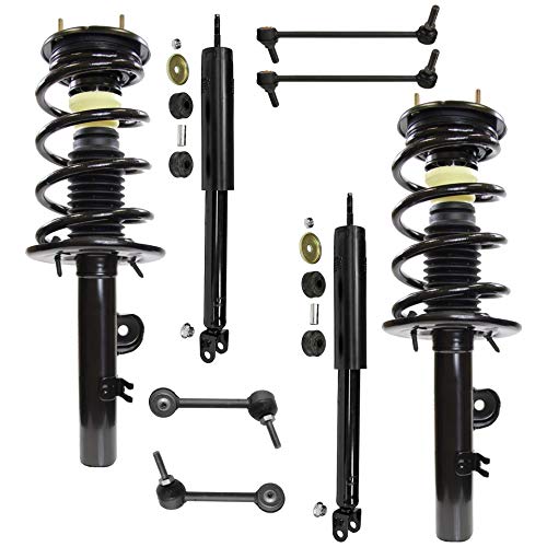 Detroit Axle - Front Strut & Coil Spring and Rear Shock Absorber Assembly w/Sway Bars for 2010 2011 2012 Ford Flex Naturally Aspirated Models - 8pc Set