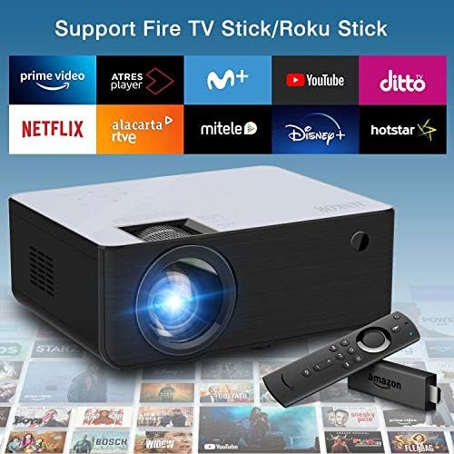 Mini Projector, JANKOR WiFi Projector, 1080P HD Bluetooth Projector, 5800lm Portable Projector for Home Movie Supported 200" Screen, Compatible with Fire Stick, Roku, HDMI, VGA, USB, Laptops