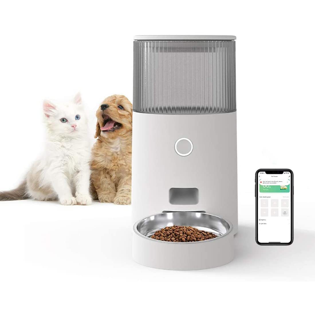 Zertylre Automatic Cat Feeders, 2.4G WiFi Enabled Auto Food Dispenser with APP Control for Cats, Dual Power Supply and Anti-Clog Design, Timed Pet Feeder with a Removable Stainless Steel Bowl, 2.5L