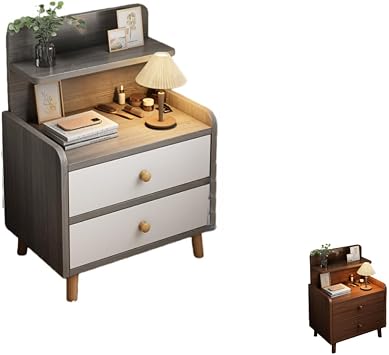 Sideboard Cabinet Router Storage Chest Storage Shelf Living Room Compact with Door Drawers Upgraded Eco-Friendly Board 15.7 inches 40 cm Double Drawer, Malandy Gray + White