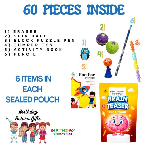 Image of Birthday Popper Handpicked Brain Teaser Gift Pack as Birthday Return Gifts | Premium Party Favor Combo with Fun, Engaging & Educational Gift Set for Unforgettable Celebrations