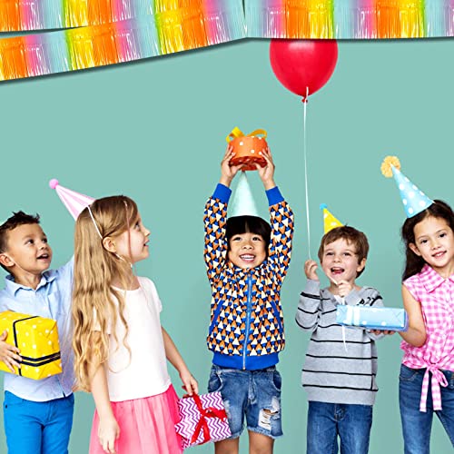 Image of 6 Pack 10 Feet Foil Fringe Garland Metallic Tinsel Streamers Banner Wall Hanging Backdrop Banner for Parade Floats, Thanksgiving, Christmas, Birthday, Halloween Party Decorations(Light Rainbow)