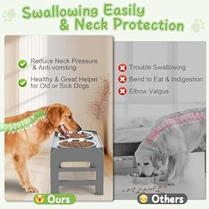 Elevated raised dog bowl stand with 2 stainless steel bowls adjustable height for medium large dogs 1236 37 foldable feeder grey  urban country home decor