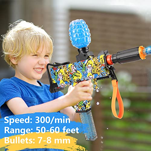 Highly Rated Uzi Adjustable Splatter Ball Gun Automatic Toys For Boys And Kids 12+, Electric Gel Ball Blaster Kit Rechargeable With 39999 Water Beads, Outdoor Toys Shooting Game Able To Shoot Up 65Ft #TOP1