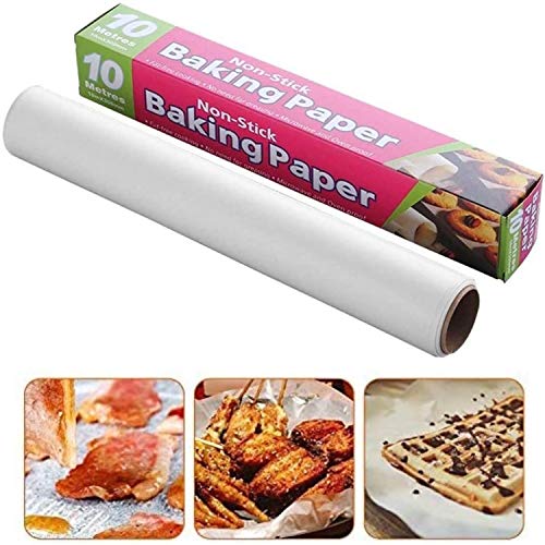 wax paper 10M Baking Parchment Available on both sides asy to tear Greaseproof for grilling,Cooking, air fryer Party Non-stick paper Roll 10 X 30cm White