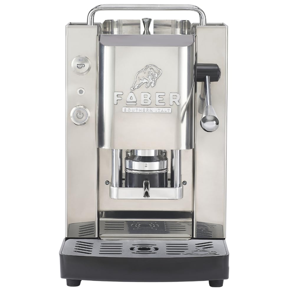 FABER COFFEE MACHINES | Pro 3.0 Inox | Macchina Caffè ESE 44mm in Acciaio con Elettrovalvola, Portacialda Estraibile e Tanica in vetro (Glossy)