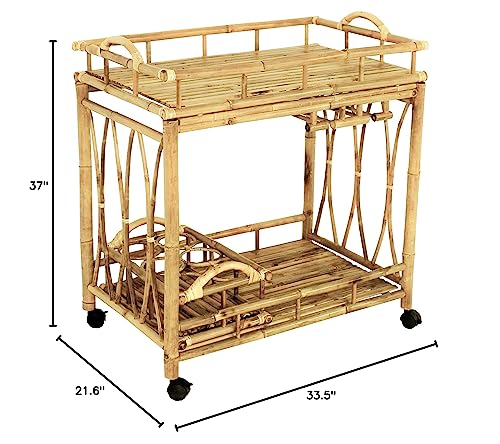 Zew Bamboo Wheeled Serving Cart Wine Natural #TOP3