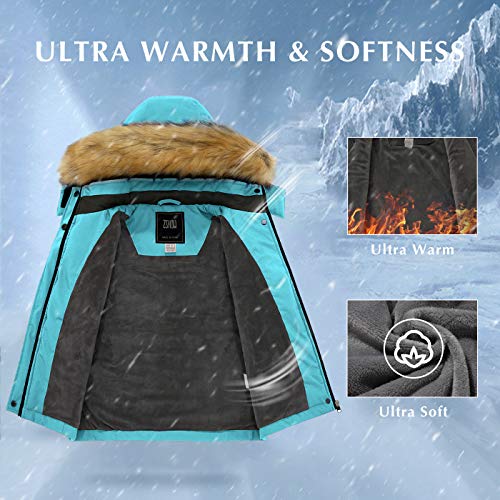 image for ZSHOW Girls' Mountain Ski Jacket Soft Fleece Lined Fur Hooded Winter O