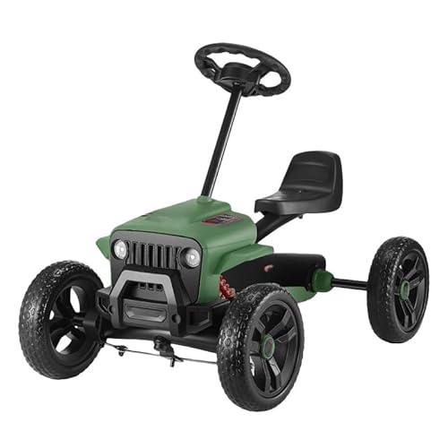 ゴーカート ドリフト乗用玩具 足こぎ ペダル式カー ダートバイク 四輪バギー スクーター 乗り物 子供用 男の子 女の子 幼児 キッズ 遊具 おもちゃ 2-8歳室内や屋外の遊具に適し ています 誕生日 クリスマスプレゼント (グリーン車の前部付き) [並行