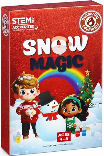 Image of Butterfly Edufields Snow Magic Science Kit for Kids, Ages 4-8, Make Instant Colourful Snowman, Non-Toxic Reusable