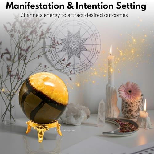 Image of Certified Septarian Crystal Ball for Meditation - Premium Crystal Vastu Items for Home and Feng Shui Items for Good Luck - Ideal for Pooja Supplies and Spiritual Practices (2 inch Inch)