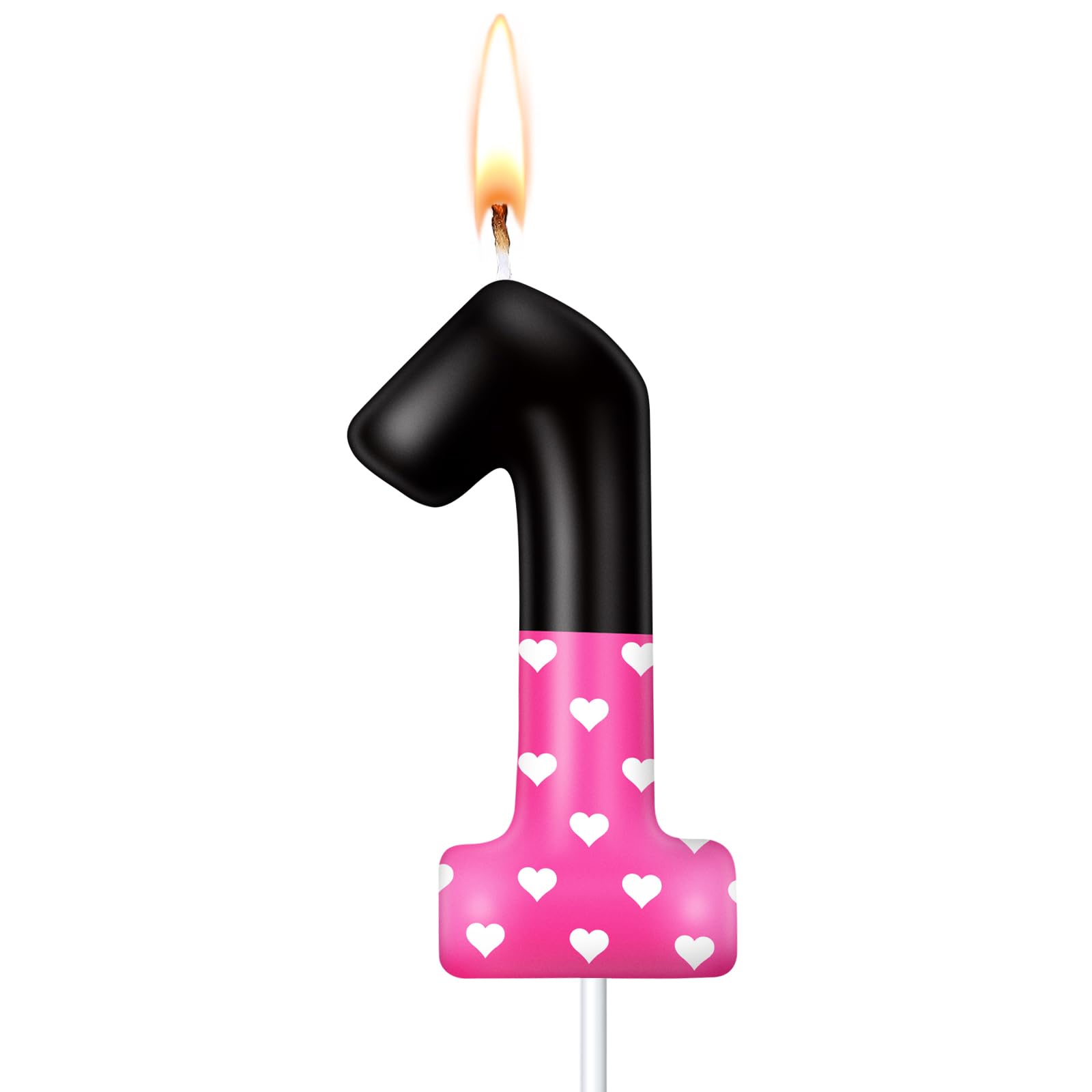 MTLEE Pink Mouse Birthday Candle, Pink and Black Cake Cupcake Topper Birthday Decorations Cartoon Theme Number Candle Party Supplies(Number 1)