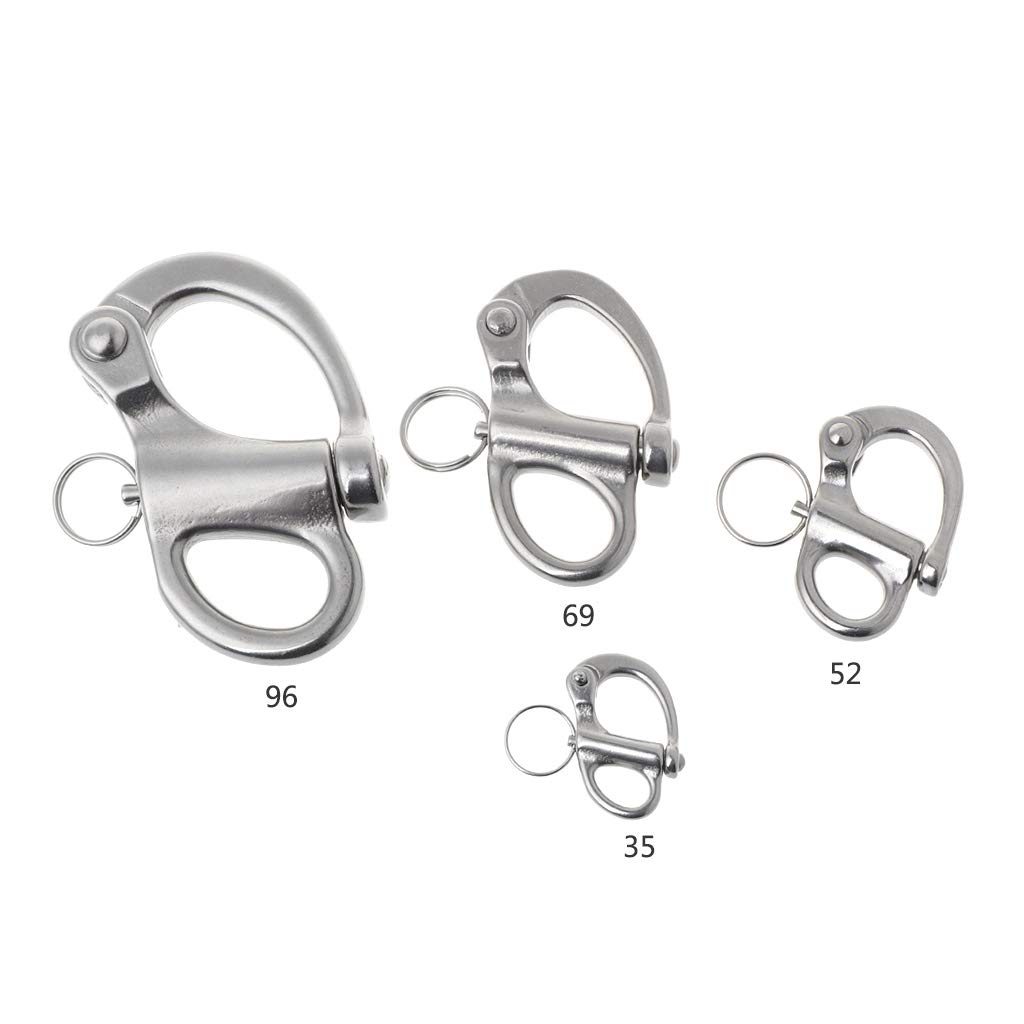 GRABLOOM Stainless Steel Rigging Sailing Fixed Bail Snap Shackle Fixed Eye Snap Hook Tube Towable Person